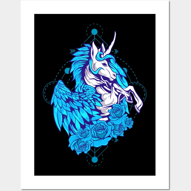 Magical Pegasus Mythical Creature Animals Wall Art by E